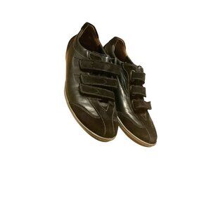 Paul Green Black  Leather Sneakers size 9 With Suede Accents Velcro straps